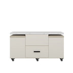 Table basse relevable jaune clair avec 4 tabourets et 2 tiroirs, 4 places