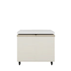 Table basse relevable jaune clair avec 4 tabourets et 2 tiroirs, 4 places