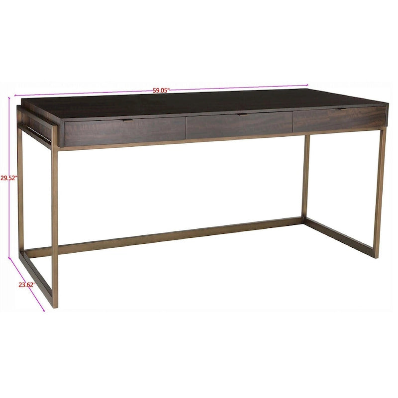 Bureau à 3 tiroirs argenté / gris clair / noyer pour 1 personne