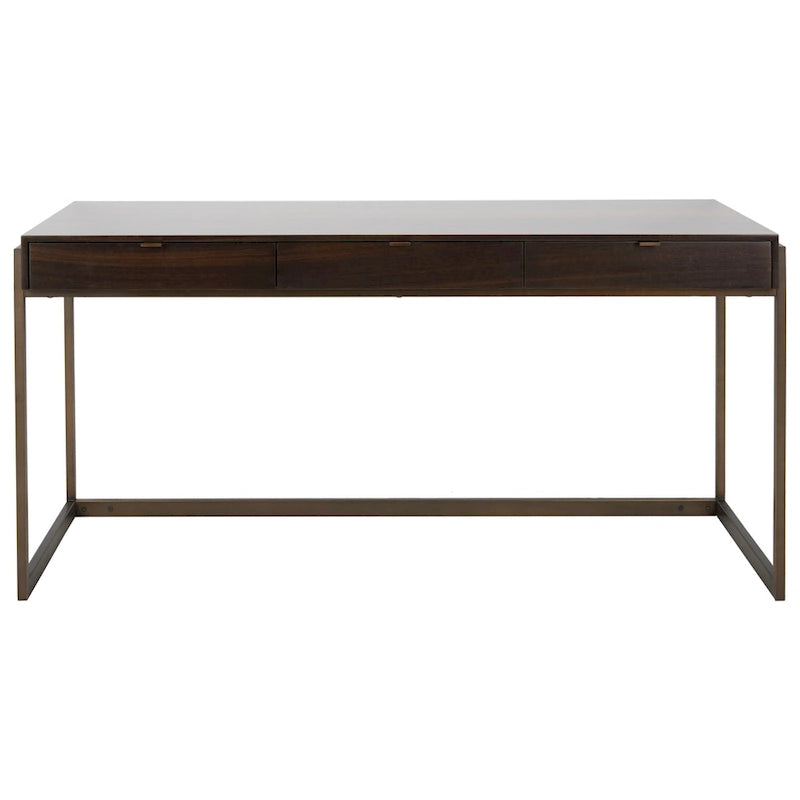 Bureau à 3 tiroirs argenté / gris clair / noyer pour 1 personne