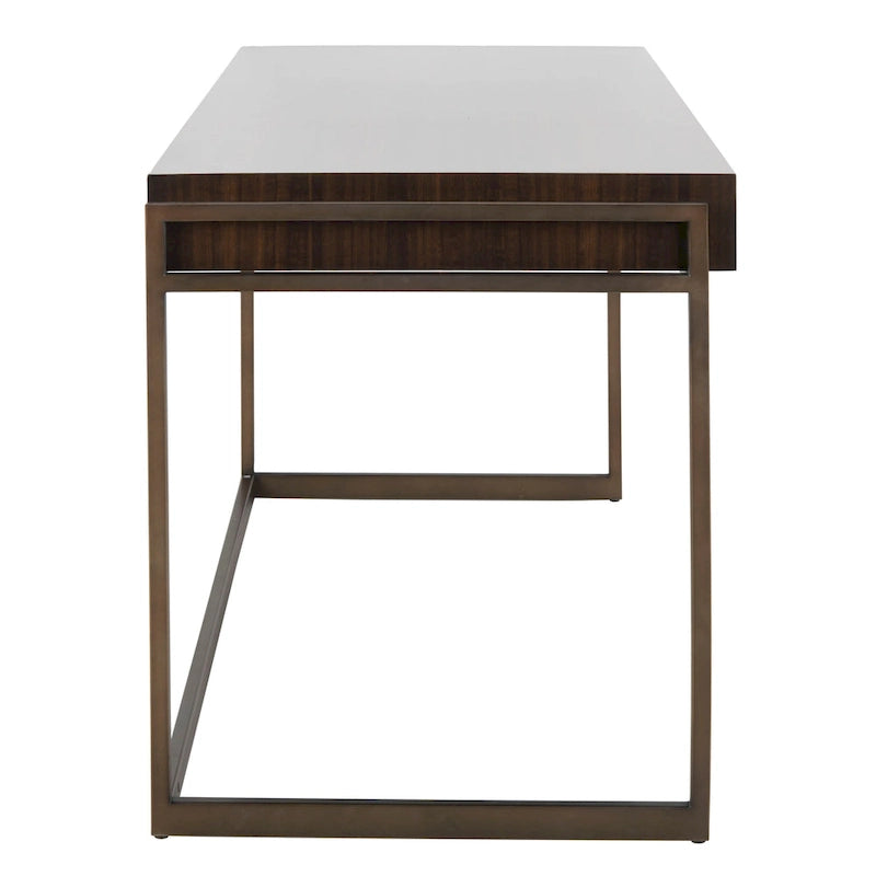 Bureau à 3 tiroirs argenté / gris clair / noyer pour 1 personne