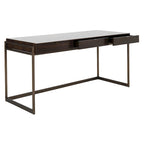 Bureau à 3 tiroirs argenté / gris clair / noyer pour 1 personne