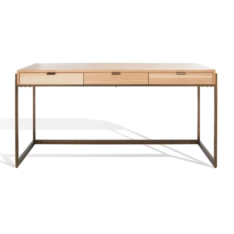 Bureau à 3 tiroirs argenté / gris clair / noyer pour 1 personne
