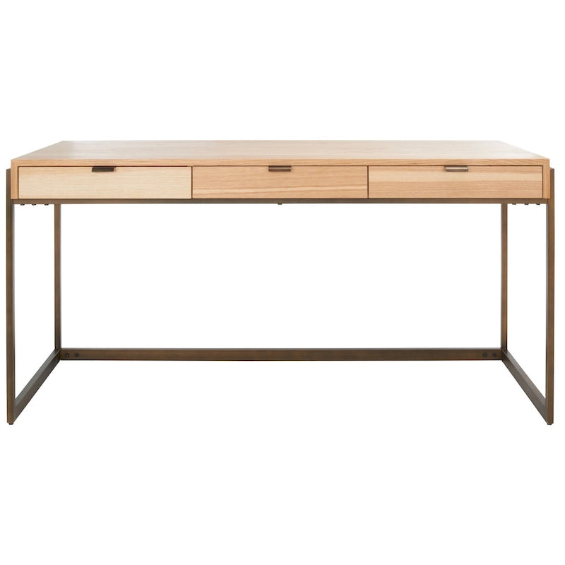 Bureau à 3 tiroirs argenté / gris clair / noyer pour 1 personne