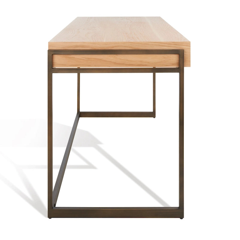 Bureau à 3 tiroirs argenté / gris clair / noyer pour 1 personne