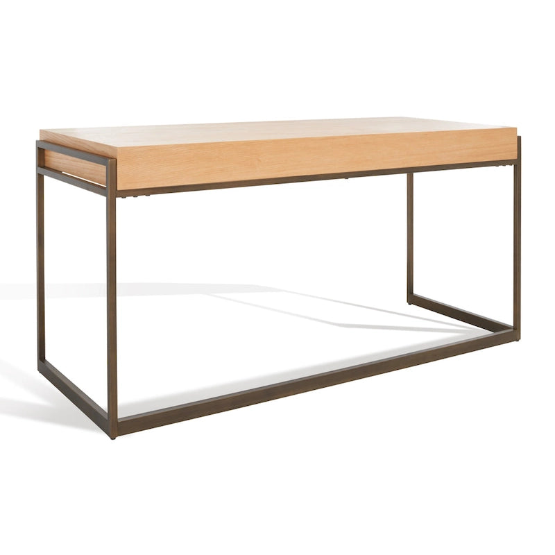 Bureau à 3 tiroirs argenté / gris clair / noyer pour 1 personne