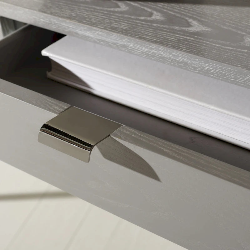 Bureau à 3 tiroirs argenté / gris clair / noyer pour 1 personne