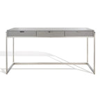 Bureau à 3 tiroirs argenté / gris clair / noyer pour 1 personne