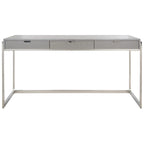Bureau à 3 tiroirs argenté / gris clair / noyer pour 1 personne