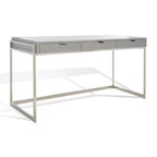 Bureau à 3 tiroirs argenté / gris clair / noyer pour 1 personne