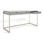 Bureau à 3 tiroirs argenté / gris clair / noyer pour 1 personne