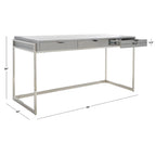 Bureau à 3 tiroirs argenté / gris clair / noyer pour 1 personne
