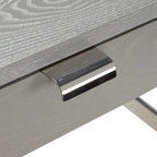 Bureau à 3 tiroirs argenté / gris clair / noyer pour 1 personne