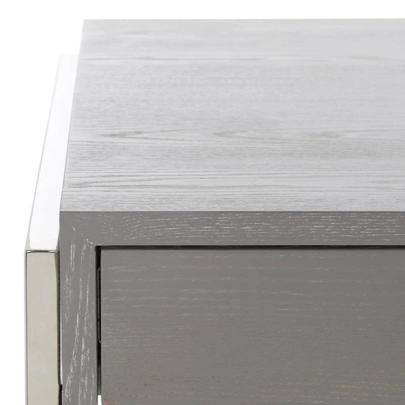 Bureau à 3 tiroirs argenté / gris clair / noyer pour 1 personne