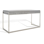 Bureau à 3 tiroirs argenté / gris clair / noyer pour 1 personne