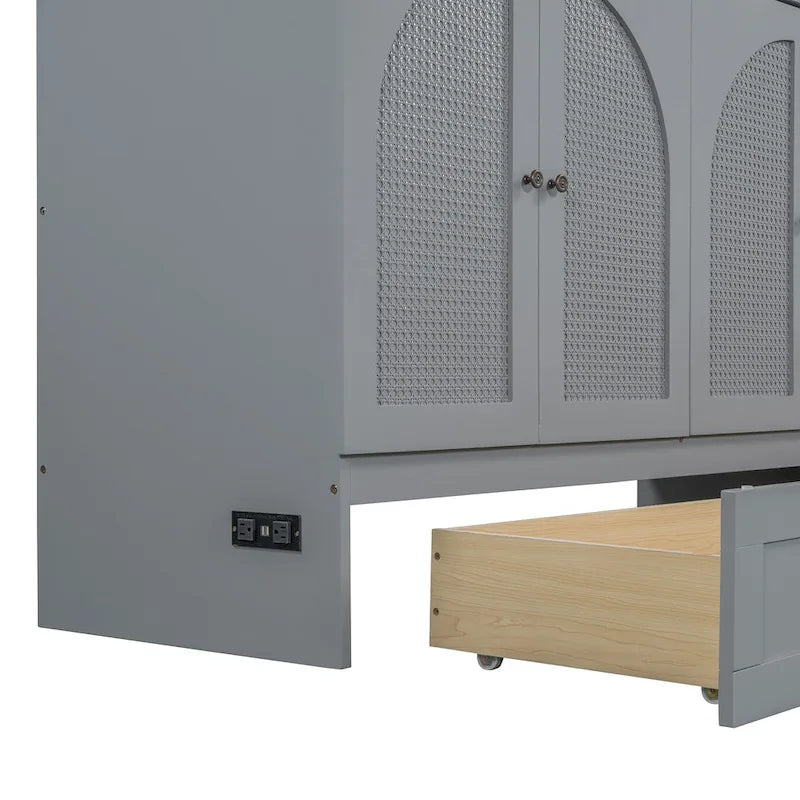 Lit escamotable Queen Size avec grands tiroirs