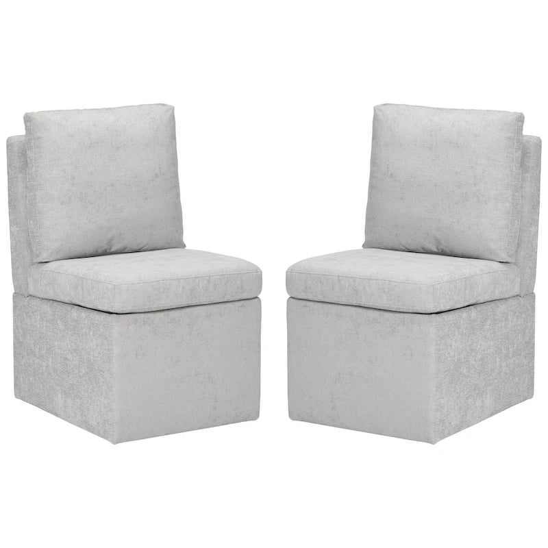 Chaise de salle à manger sans accoudoirs Olive/Crème/Gris clair/Taupe avec rangement et roulettes (lot de 2)