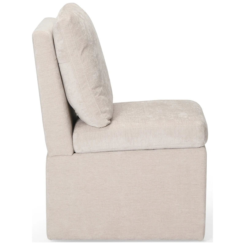 Chaise de salle à manger sans accoudoirs Olive/Crème/Gris clair/Taupe avec rangement et roulettes (lot de 2)