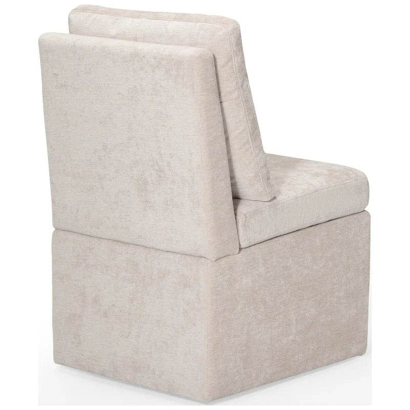 Chaise de salle à manger sans accoudoirs Olive/Crème/Gris clair/Taupe avec rangement et roulettes (lot de 2)