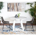 Ensemble de table à manger ronde pour 2 personnes (gris/blanc/marron) avec chaises en similicuir