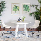 Ensemble de table à manger ronde pour 2 personnes (gris/blanc/marron) avec chaises en similicuir