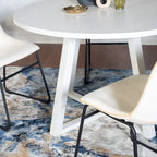 Ensemble de table à manger ronde pour 2 personnes (gris/blanc/marron) avec chaises en similicuir