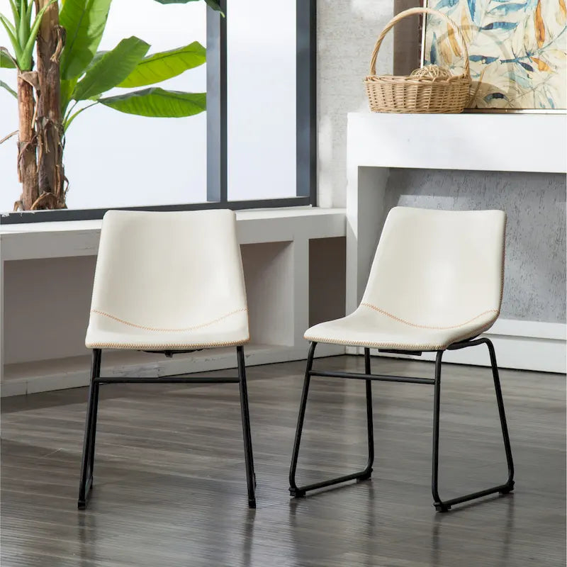 Ensemble de table à manger ronde pour 2 personnes (gris/blanc/marron) avec chaises en similicuir