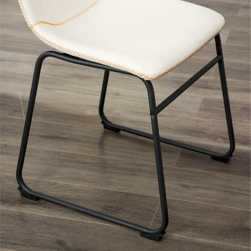 Ensemble de table à manger ronde pour 2 personnes (gris/blanc/marron) avec chaises en similicuir