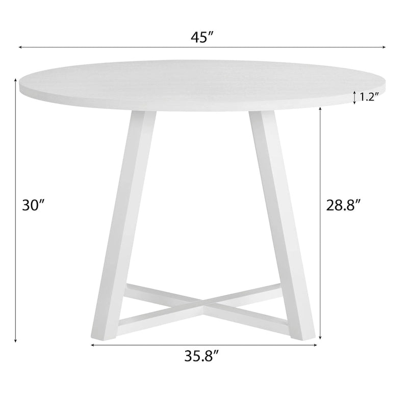 Ensemble de table à manger ronde pour 2 personnes (gris/blanc/marron) avec chaises en similicuir