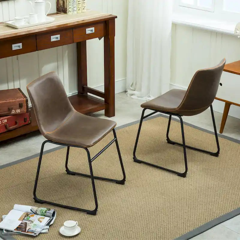 Ensemble de table à manger ronde pour 2 personnes (gris/blanc/marron) avec chaises en similicuir