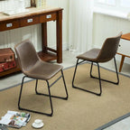 Ensemble de table à manger ronde pour 2 personnes (gris/blanc/marron) avec chaises en similicuir