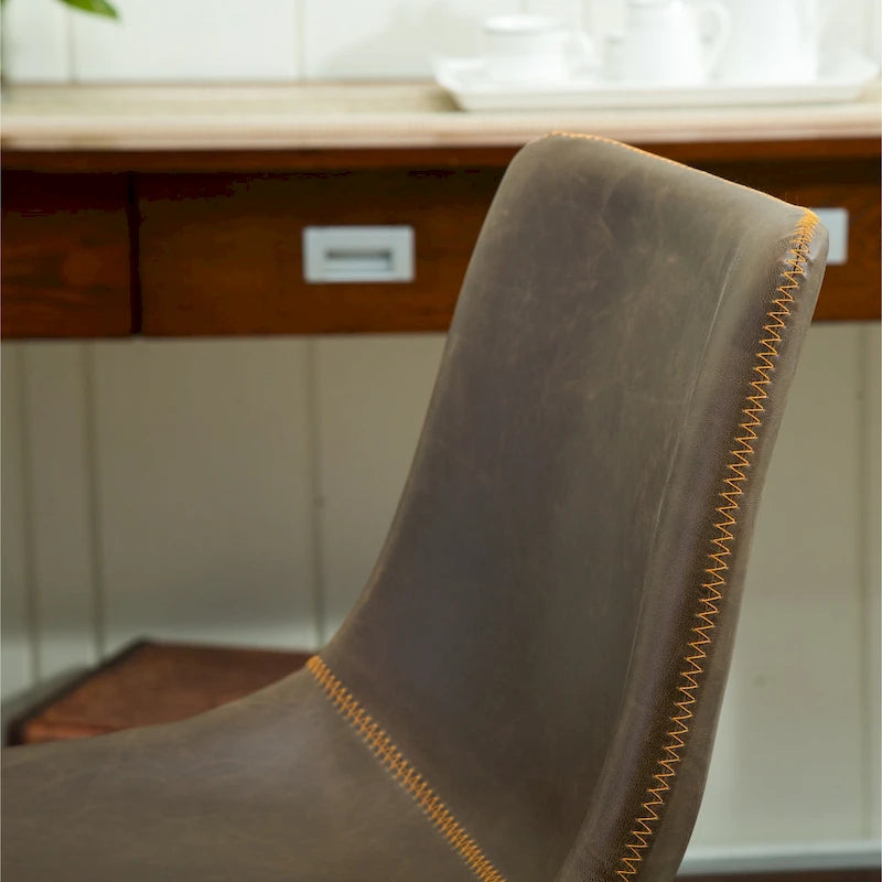 Ensemble de table à manger ronde pour 2 personnes (gris/blanc/marron) avec chaises en similicuir