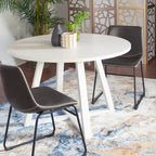 Ensemble de table à manger ronde pour 2 personnes (gris/blanc/marron) avec chaises en similicuir