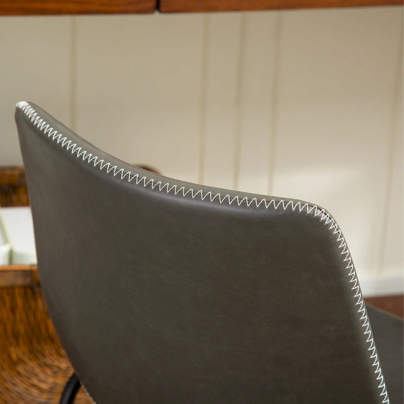 Ensemble de table à manger ronde pour 2 personnes (gris/blanc/marron) avec chaises en similicuir