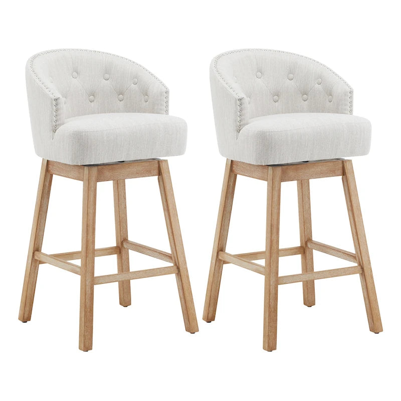 Tabouret de comptoir pivotant beige naturel, lot de 2