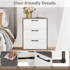 Commode de rangement à 3 tiroirs gris et blanc