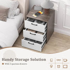 Commode de rangement à 3 tiroirs gris et blanc