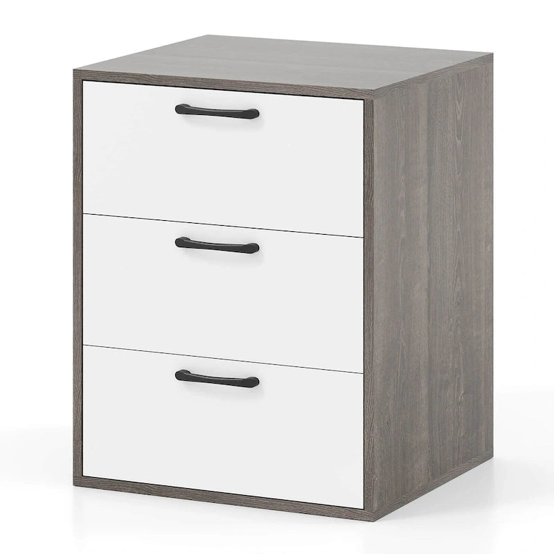 Commode de rangement à 3 tiroirs gris et blanc