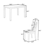 Ensemble table et chaises en bois 5 pièces, ensemble de salle à manger de cuisine pour 4 avec table rectangulaire et 4 chaises rembourrées à dossier en X