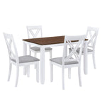 Ensemble table et chaises en bois 5 pièces, ensemble de salle à manger de cuisine pour 4 avec table rectangulaire et 4 chaises rembourrées à dossier en X