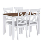 Ensemble table et chaises en bois 5 pièces, ensemble de salle à manger de cuisine pour 4 avec table rectangulaire et 4 chaises rembourrées à dossier en X