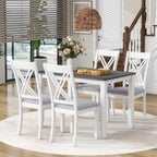 Ensemble table et chaises en bois 5 pièces, ensemble de salle à manger de cuisine pour 4 avec table rectangulaire et 4 chaises rembourrées à dossier en X