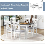 Ensemble table et chaises en bois 5 pièces, ensemble de salle à manger de cuisine pour 4 avec table rectangulaire et 4 chaises rembourrées à dossier en X