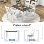 Ensemble table et chaises en bois 5 pièces, ensemble de salle à manger de cuisine pour 4 avec table rectangulaire et 4 chaises rembourrées à dossier en X