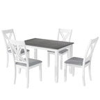 Ensemble table et chaises en bois 5 pièces, ensemble de salle à manger de cuisine pour 4 avec table rectangulaire et 4 chaises rembourrées à dossier en X