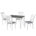 Ensemble table et chaises en bois 5 pièces, ensemble de salle à manger de cuisine pour 4 avec table rectangulaire et 4 chaises rembourrées à dossier en X