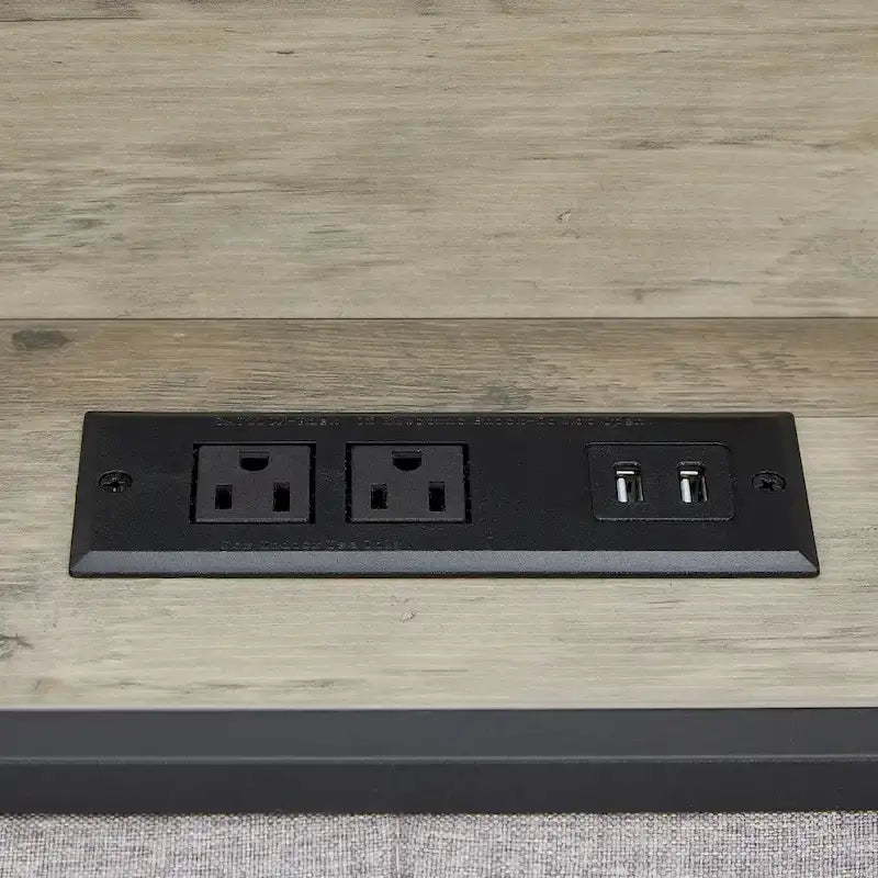 Lit plateforme Queen gris avec tête de lit de rangement, assemblage par 1 personne