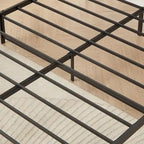 Lit plateforme Queen gris avec tête de lit de rangement, assemblage par 1 personne