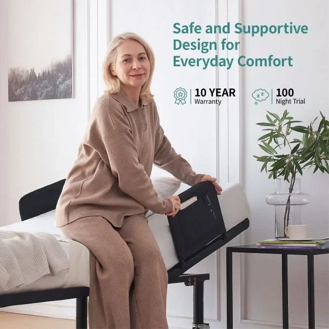 Cadre de lit réglable Twin XL et matelas 6, lit zéro gravité avec barres latérales