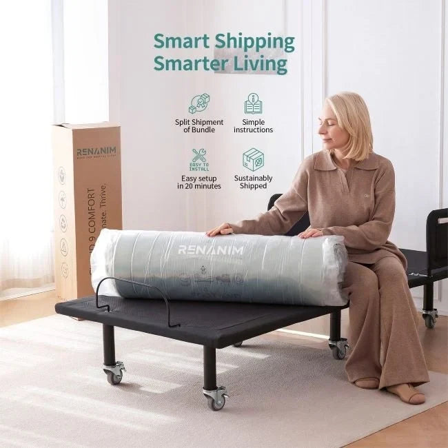 Cadre de lit réglable Twin XL et matelas 6, lit zéro gravité avec barres latérales